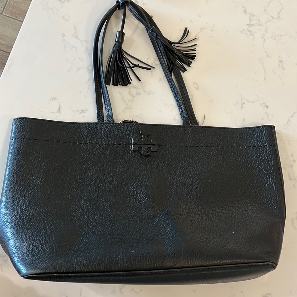 Tory Burch black large tote bag.